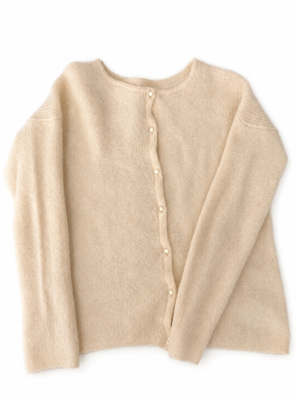 Sezane Soft Ivory Button-Front Cardigan